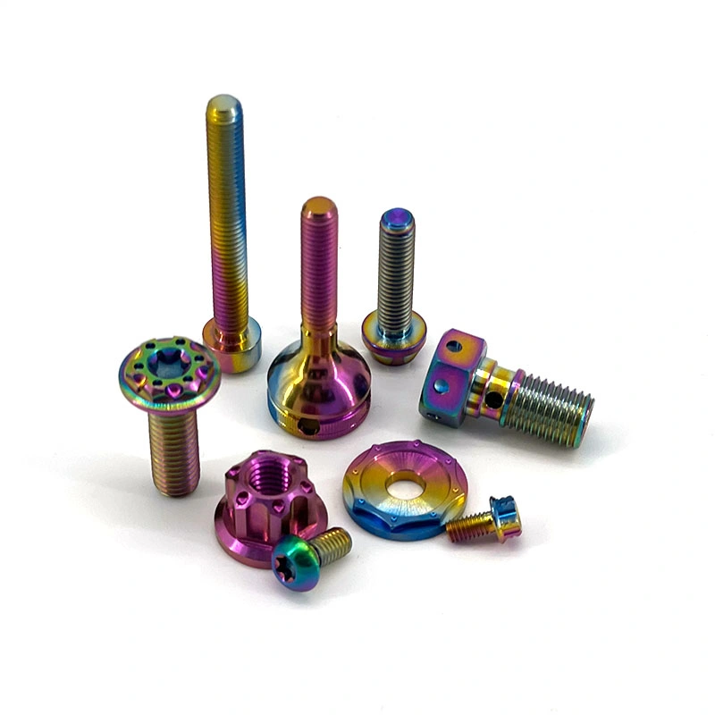 Colorful Titanium Alloy CNC Machining Parts Auto RC Screw Stud Bolt Nut Profile Price